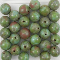 #16 25 Stück Perlen rund - Ø 8mm green türkis dk travertin