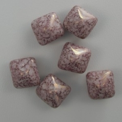 #12 - 10 Two-Hole Pyramid 8x8mm - white purple marmor