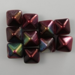 #38 - 10 Two-Hole Pyramid 8x8mm - magic color wine