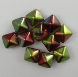 #41 - 10 Two-Hole Pyramid 8x8mm - magic color apple