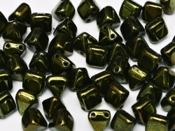 #12 - 10 Two-Hole Pyramid 6x6mm - jet green metallic