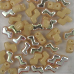 #03.2 - 25 Stück Two-Hole ZET Beads 5x6mm - beige AB