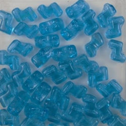 #11.0 - 25 Stück Two-Hole ZET Beads 5x6mm - tr. aquamarine