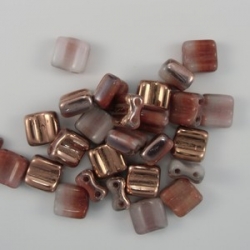 #14 - 25 Stck. H-Tile Beads 6mm - opal white/karamel apollo