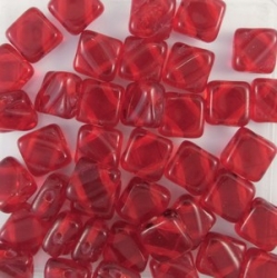 25 Stück Two-Hole Silky Beads 6mm - red