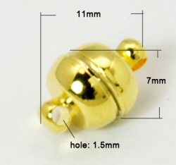 1 Kugel-Magnet-Verschluss Ø 11x7 mm Goldfarben