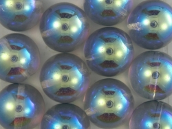 #34a - 1 Dome Bead 12x7mm - crystal blue rainbow