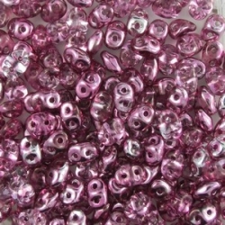 #103 10g SuperDuo-Beads cr. half labrad. dk pink coated