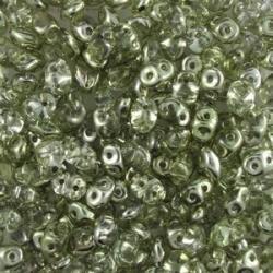 #106 10g SuperDuo-Beads cr. half labrad. lt olive coated