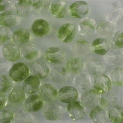 #10.00 25 Stück - 6,0 mm Glasschliffperlen - Chrystal/Lt Olivine