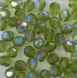 #10.01 25 Stück - 6,0 mm Glasschliffperlen - Olivine AB