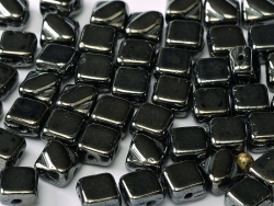 25 Stück Two-Hole Silky Beads 6mm - jet hematite