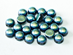 #08 25 Stck. 2-Hole Cabochon 6mm Jet AB Full