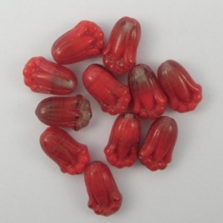 #12.02 25 Stück Tulpen 12x8 mm opak rot/ tr. rot