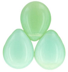 #13 - 1 Glastropfen 12x16mm Milky Lime Green