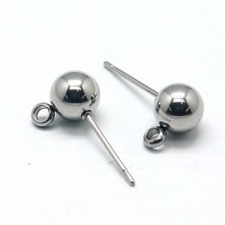 #06 - 1 Paar Edelstahl-Ohrstecker mit Kugel 6mm - 17x9x6mm, Hole: 1mm, Pin: 0.4mm