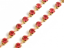 1 m Strasskette pink Ø ± 2,9mm - gold