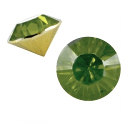 #09.01 - 2 Stück Chaton 6,5 mm (SS29) - olivine green opal