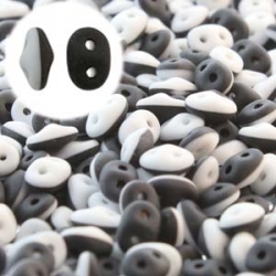 #004a 10g SuperDuo-Beads DUETS - black/white matted