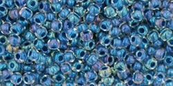 10 g TOHO Seed Beads 11/0 TR-11-0188 - Inside-Color Luster Crystal/Capri Blue-Lined (E)