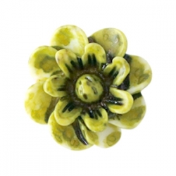 #23 - 5 Stück Resin Flower Beads ca. 12 mm - Aquarell-Painted - olive green