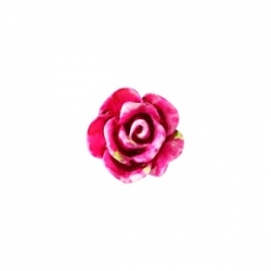 #25c - 5 Stück Resin Rose Beads ca. 6 mm - Aquarell-Painted - dk fuchsia green