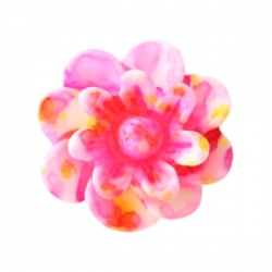 #27 - 5 Stück Resin Flower Beads ca. 12 mm - Aquarell-Painted - pink yellow