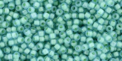 10 g TOHO Seed Beads 11/0 TR-11-0954 F - Inside-Color Frosted Aqua/Lt Jonquil-Lined (E)