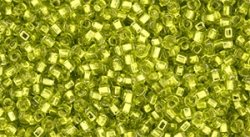 5g TOHO Square Hole SeedBeads 15/0 TR-15S-24 Silver-Lined Lime Green