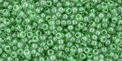 10 g TOHO Seed Beads 11/0 TR-11-0343 - Inside-Color Crystal/Apple Green (E)