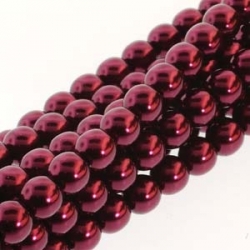 1 Strang - 10,0 mm Glaswachsperlen - burgundy