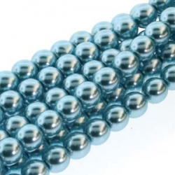 1 Strang - 08,0 mm Glaswachsperlen - cerulean