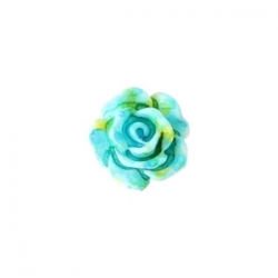 #24c - 5 Stück Resin Rose Beads ca. 6 mm - Aquarell-Painted - turquoise yellow