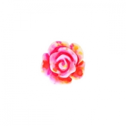 #27c - 5 Stück Resin Rose Beads ca. 6 mm - Aquarell-Painted - pink yellow