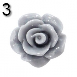 #03a - 5 Stück Resin Rose Beads ca. 10x6 mm - grey - shiny