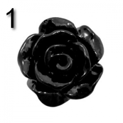 #01a - 5 Stück Resin Rose Beads ca. 10x6 mm - schwarz - shiny