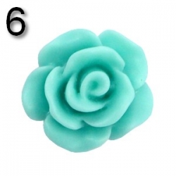 #06 - 5 Stück Resin Rose Beads ca. 10x6 mm - turquoise green - matt