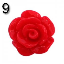 #09a - 5 Stück Resin Rose Beads ca. 10x6 mm - scarlet red - shiny