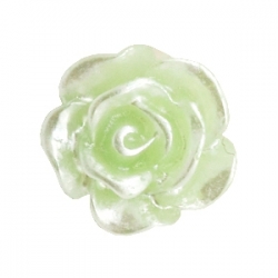 #32 - 5 Stück Resin Rose Beads ca. 10 mm - celery ice green - silber coated