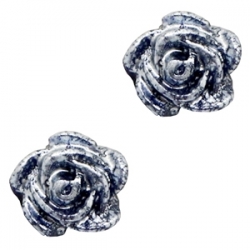 #31a - 5 Stück Resin Rose Beads ca. 6 mm - dk blue - silber coated