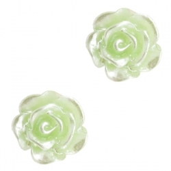 #32a - 5 Stück Resin Rose Beads ca. 6 mm - celery ice green - silber coated