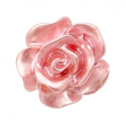 #44 - 5 Stück Resin Rose Beads ca. 10 mm - white - dusty rose pearl shine coated