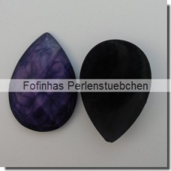 1 Resin Tropfen-Cabochon (facetiert) 25x18x6mm - Lila marmoriert