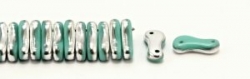 #00.00 - 50 Stück Link Beads 3x10 mm - Green Turquoise Opaque Half Labrador