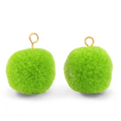 1 Stück Woll PomPom - Dk Lime Green (Gold-Öse)