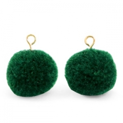 1 Stück Woll PomPom - Emerald Green (Gold-Öse)