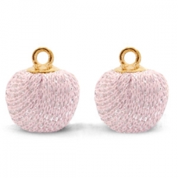 1 Stück Glitter Mesh PomPom - Lt Pink (Gold)