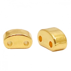 1 Stck. 2-Hole Metallperle ca. 6x3mm (Ø1mm) gold-farben