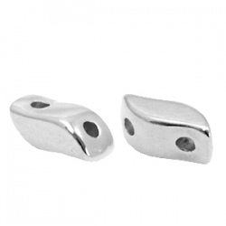 1 Stck. 2-Hole Metallperle ca. 7x3mm (Ø1mm) antiksilber-farben, vergleichbar mit StormDuo Bead