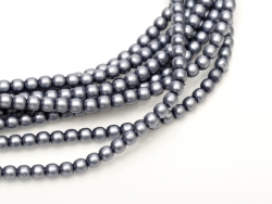 02010/75488 - 1 Strang Perlen Ø 2 mm rund - dk grey pearl-coating satin